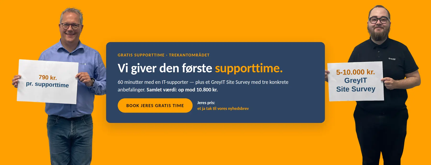 GreyIT: Vi giver den første supporttime. 790 kr. pr. supporttime og 5-10.000 kr. for et GreyIT Site Survey.